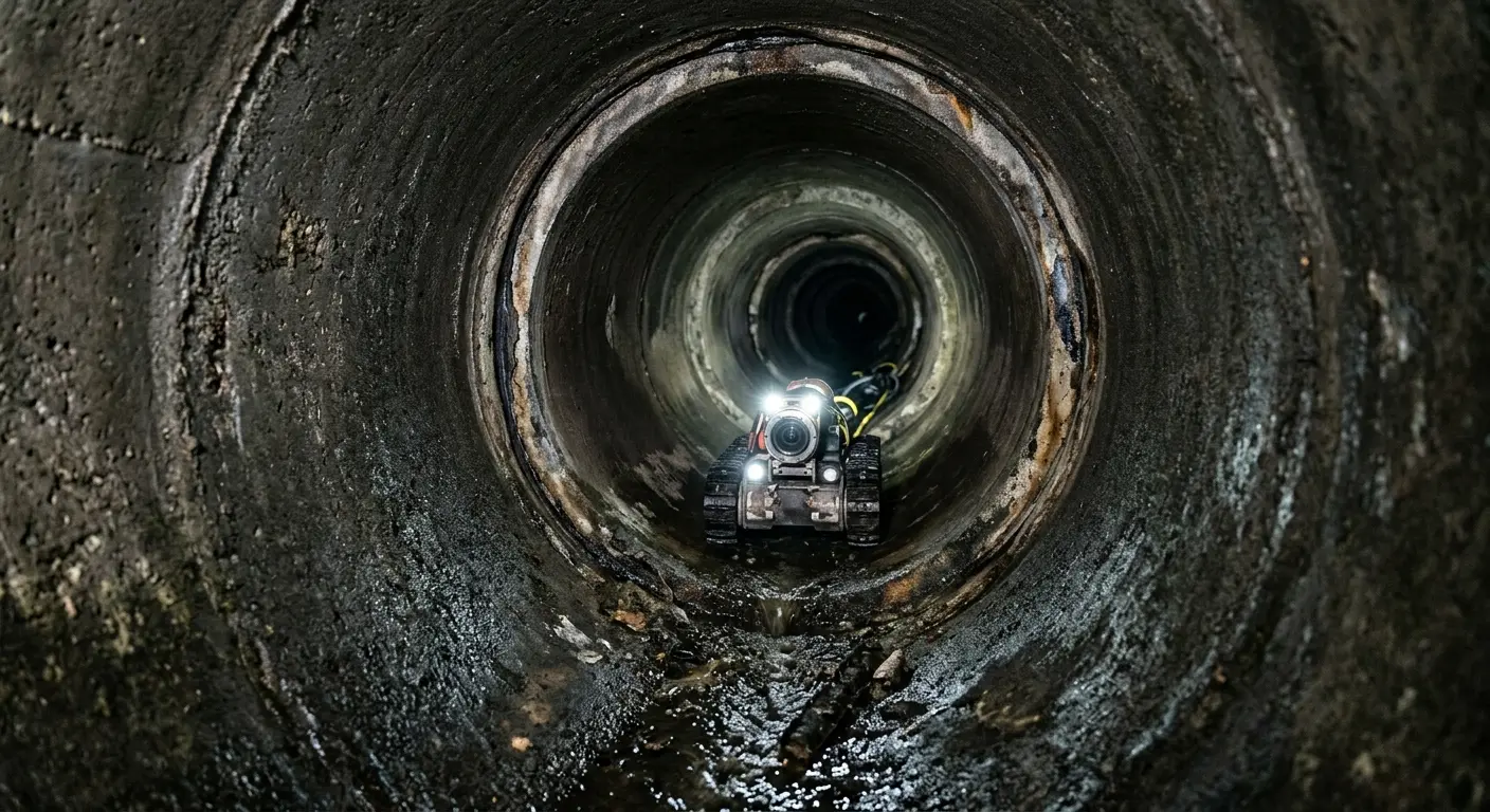 Robotic sewer camera inspecting pipe interior for Sewer Line Cleaning in Seattle